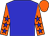 Blue body, orange arms, blue stars, orange cap