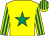 Yellow, emerald green star, striped sleeves & cap