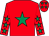 Red, emerald green star, emerald green stars on sleeves, red cap, emerald green stars