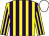 Yellow & purple stripes, white cap