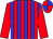 Red body, big-blue striped, red arms, red cap, big-blue quartered