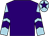 Purple, light blue and purple chevrons on sleeves, light blue cap, purple star