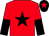 Red, black star, halved sleeves, black cap, red star