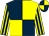 dark blue and yellow quartered, yellow sleeves, dark blue stripes