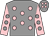 Grey, pink spots, pink sleeves, grey spots