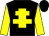 Black body, yellow cross of lorraine, yellow arms, black cap