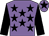 Mauve body, black stars, black arms, mauve cap, black star