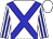 White body, blue cross sashes, white arms, blue striped, white cap