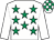 White, emerald green stars, white sleeves, check cap