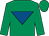 Emerald green, royal blue inverted triangle, emerald green cap