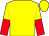 Yellow body, yellow and red halved sleeves, yellow cap