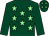 Dark green, light green stars, dark green sleeves, dark green cap, light green stars