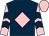 Dark blue, pink diamond, pink and dark blue chevrons on sleeves, pink cap