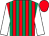 Red and emerald green stripes, white sleeves, red cap