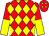 Red and yellow diamonds, halved sleeves