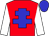 red, blue cross of lorraine, white sleeves, blue cap