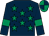 Dark blue, emerald green stars and armlets, emerald green and dark blue quartered cap