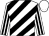 white, black diagonal stripes, striped sleeves, white cap