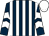 Dark blue and white stripes, chevrons on sleeves, white cap