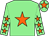 Light green, orange star, light green sleeves, orange stars, light green cap, orange star