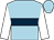 light blue, dark blue hoop, white sleeves