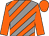 Grey and orange diagonal stripes, orange sleeves and cap