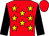 Red, gold stars, black sleeves, red cap