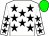 White, black stars, Green cap