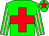 green, red cross, green arms, beige striped, green cap, red star