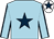 Light blue, dark blue star, dark blue seams on sleeves, white cap, dark blue star