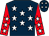 Dark blue, white stars, red sleeves, white stars, dark blue cap, white stars