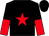 black, red star, halved sleeves