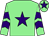 Light green, purple star, chevrons on sleeves, light green cap, purple star