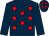 Dark blue, red spots, dark blue sleeves