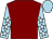 Maroon, light blue sleeves, white stars, light blue cap