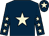 Dark blue, beige star, dark blue sleeves, beige stars, dark blue cap, beige star