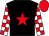 Black, red star, white and red checked sleeves, red cap