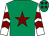 Emerald green, maroon star, white sleeves, maroon chevrons, emerald green cap, maroon stars