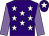 Purple, white stars, mauve sleeves, purple cap, white star