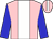 Pink, white stripe, blue sleeves, pink cap, white stripe