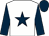 White, dark blue star, dark blue sleeves, dark blue cap