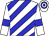 White and blue diagonal stripes, white sleeves, blue armbands, hooped cap