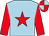 light blue, red star, red sleeves, quartered cap