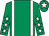 Emerald green, white braces, emerald green sleeves, white stars, emerald green cap, white star