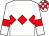 White, red triple diamond, white sleeves, red armlet, checked cap