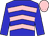 Blue, pink chevrons, blue sleeves, pink cap