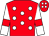 Red, white spots, white sleeves, red armlets