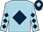 Light blue, dark blue diamond, diamonds on sleeves, dark blue cap, light blue diamond