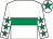 White, emerald green hoop, white sleeves, emerald green stars, white cap, emerald green star