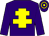 purple, yellow cross of lorraine, yellow hoops on cap